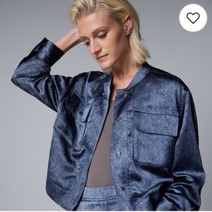 NWOT Simply Vera Wang Satin Denim Bomber Jacket